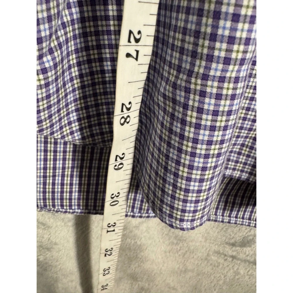 Polo Ralph Lauren Slim Fit Shirt Purple Blue Micro Check‎ Italian Fabric 42 16.5
